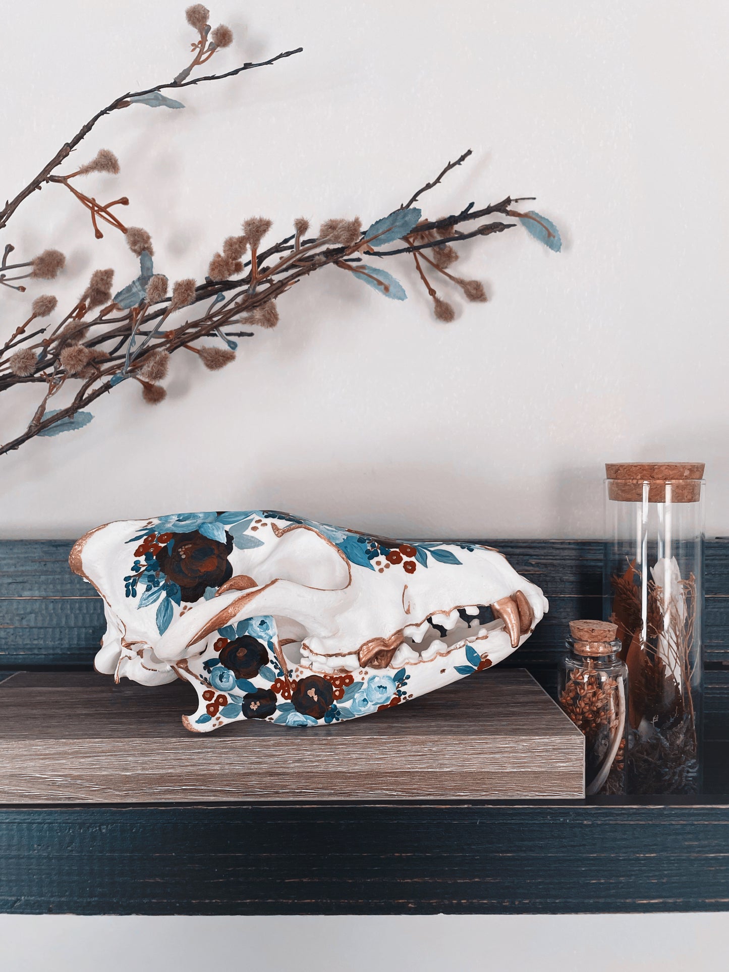 Porcelain Painted Coyote Skull