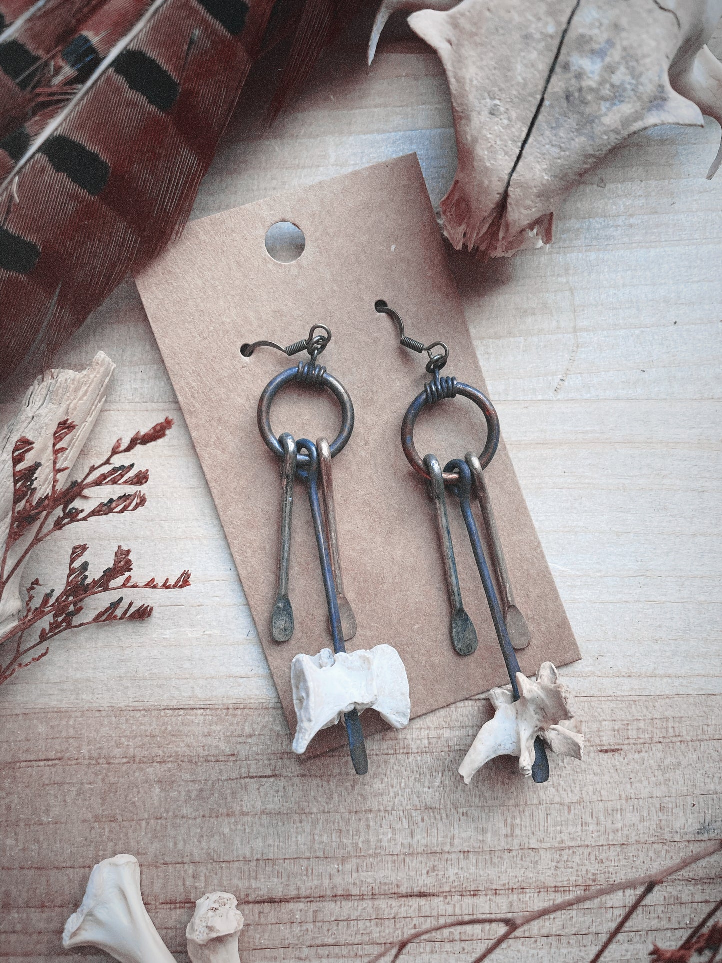 Hammered Vertebrae Dangle Earrings