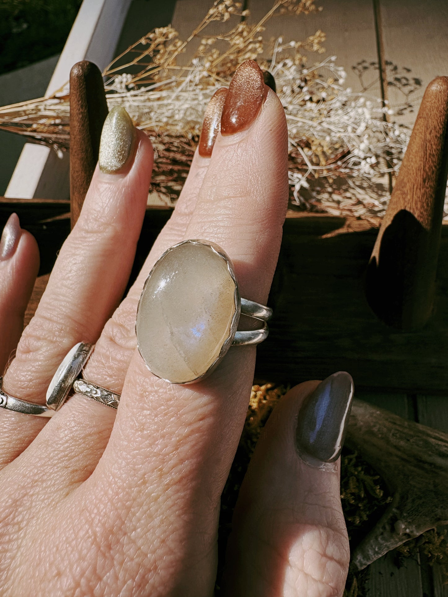 Scalloped Moonstone Statement Ring