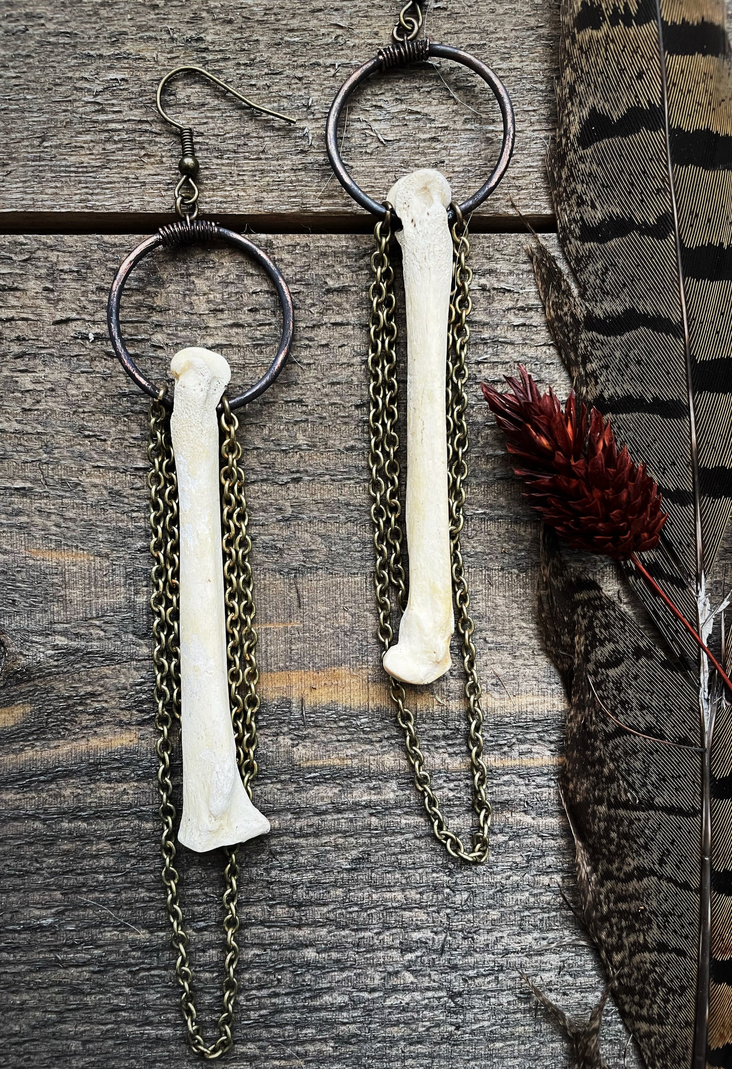 Bone & Metal Dangle Earrings