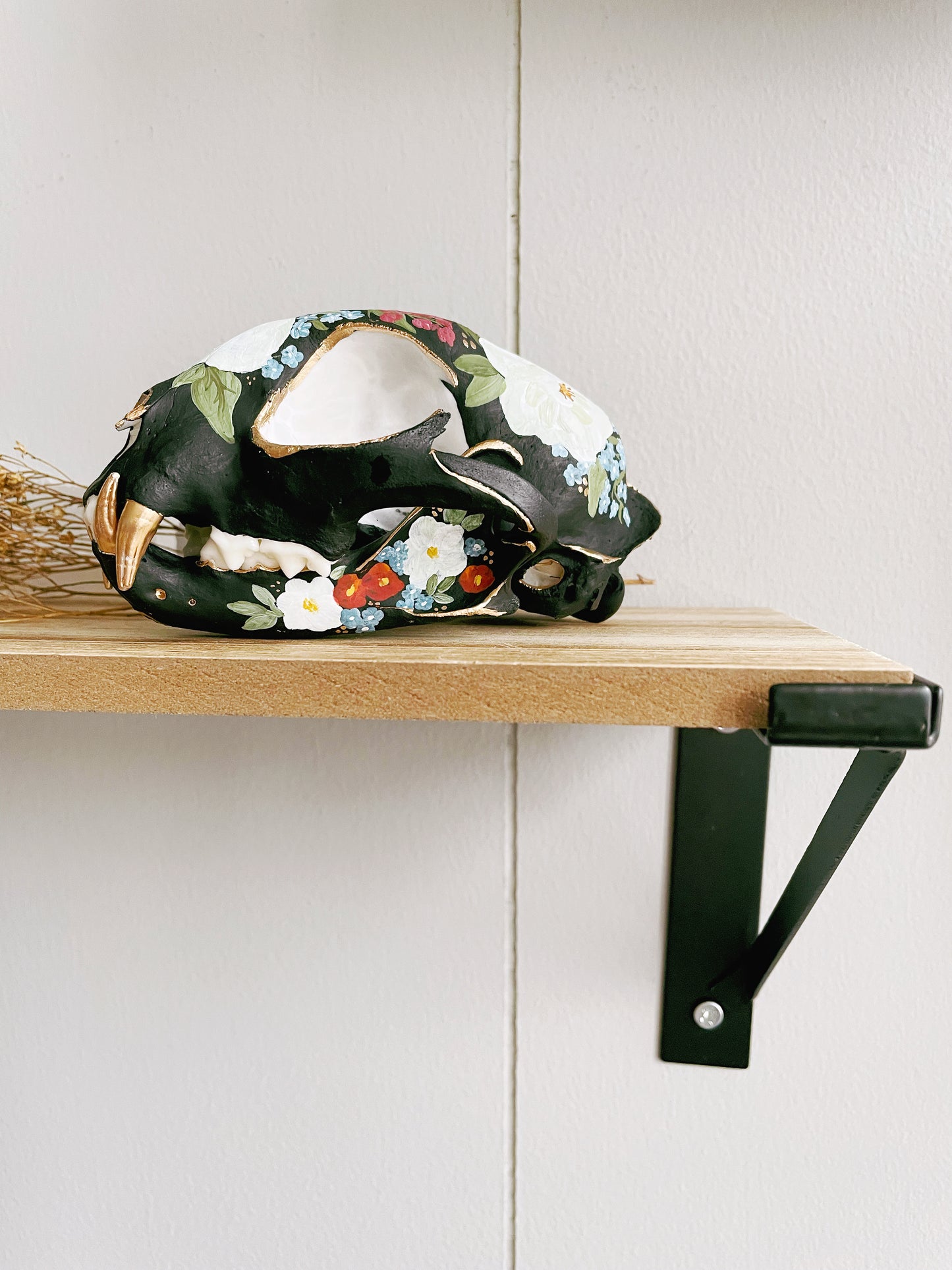 Midnight Bloom Bobcat Skull