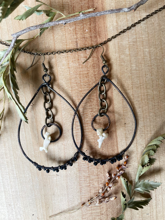 Small Bone Wire Teardrop Earrings