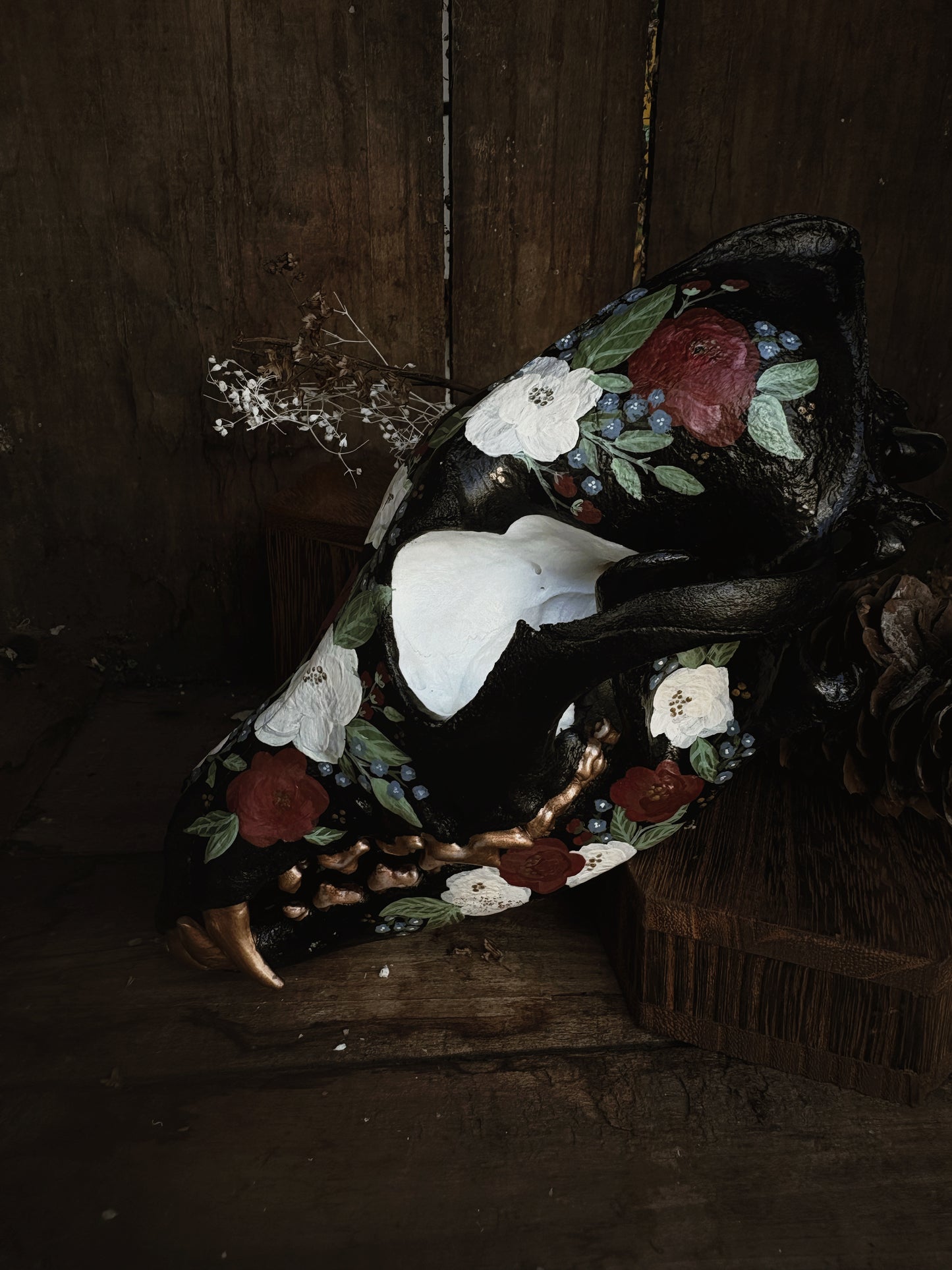 Midnight Bloom Coyote Skull