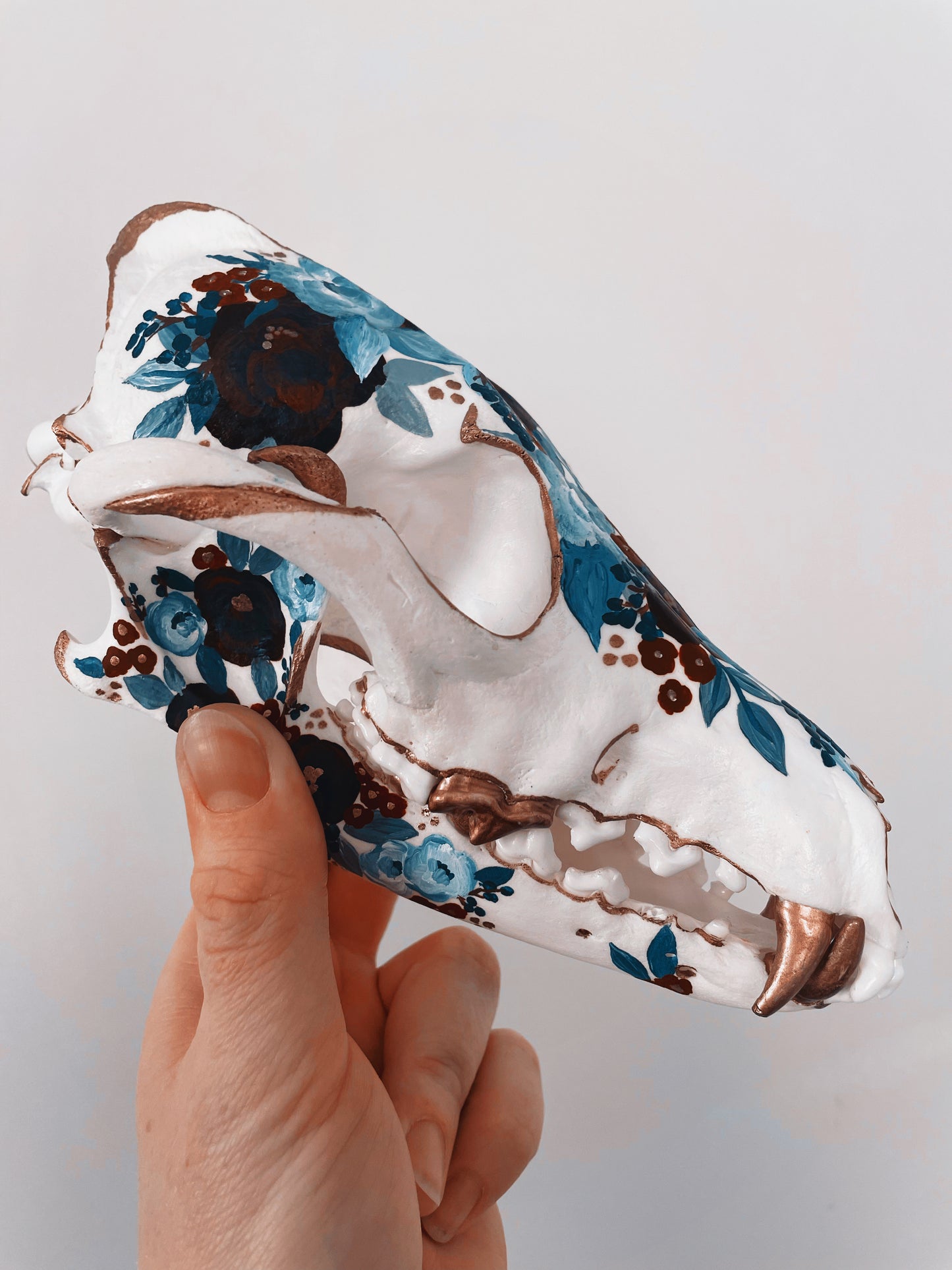 Porcelain Painted Coyote Skull