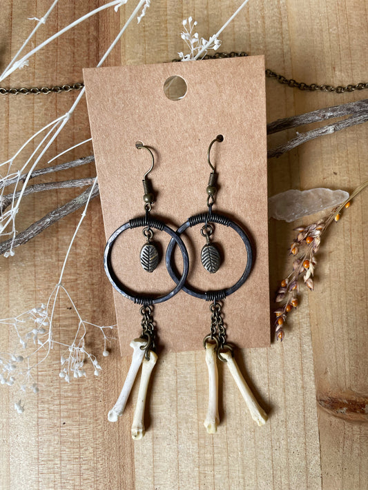 Bone & Copper Dangle Earrings