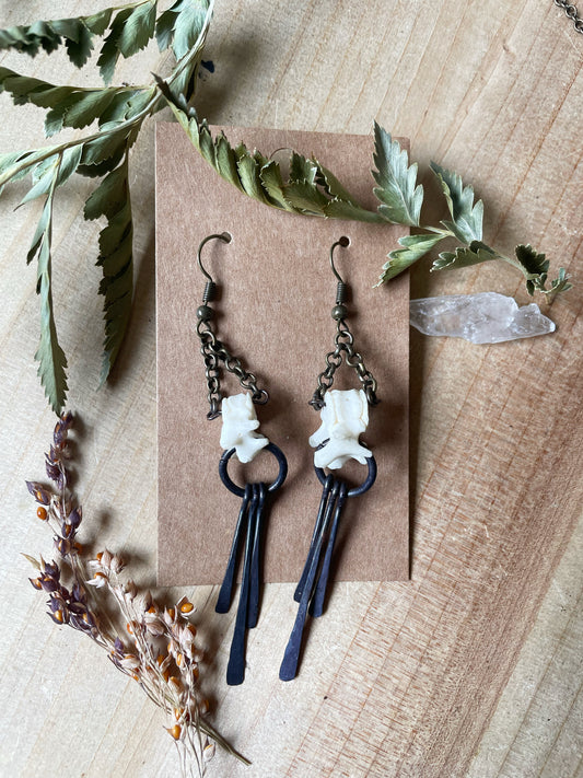 Hammered Coppers Tears Bone Earrings
