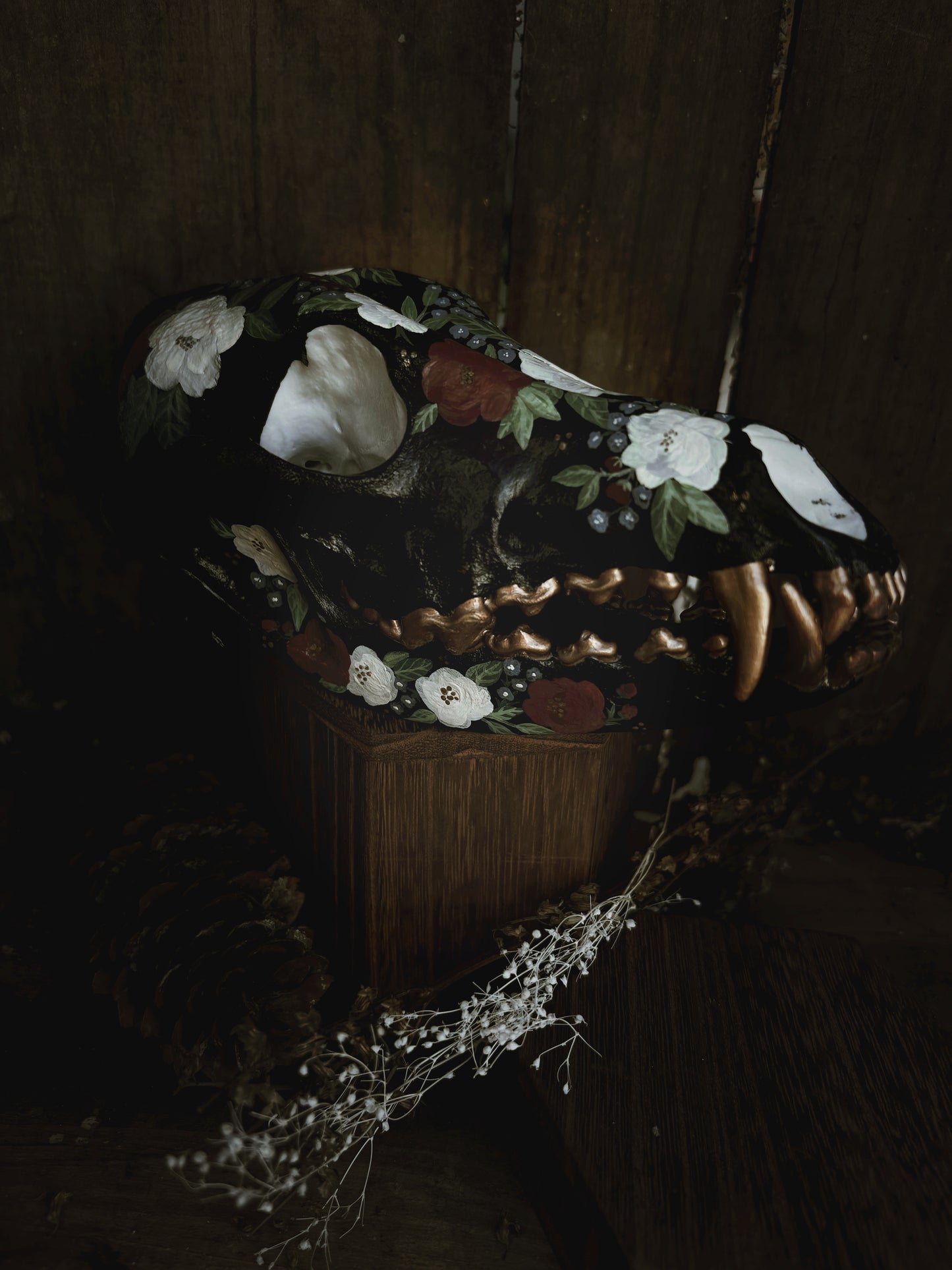 Midnight Bloom Coyote Skull