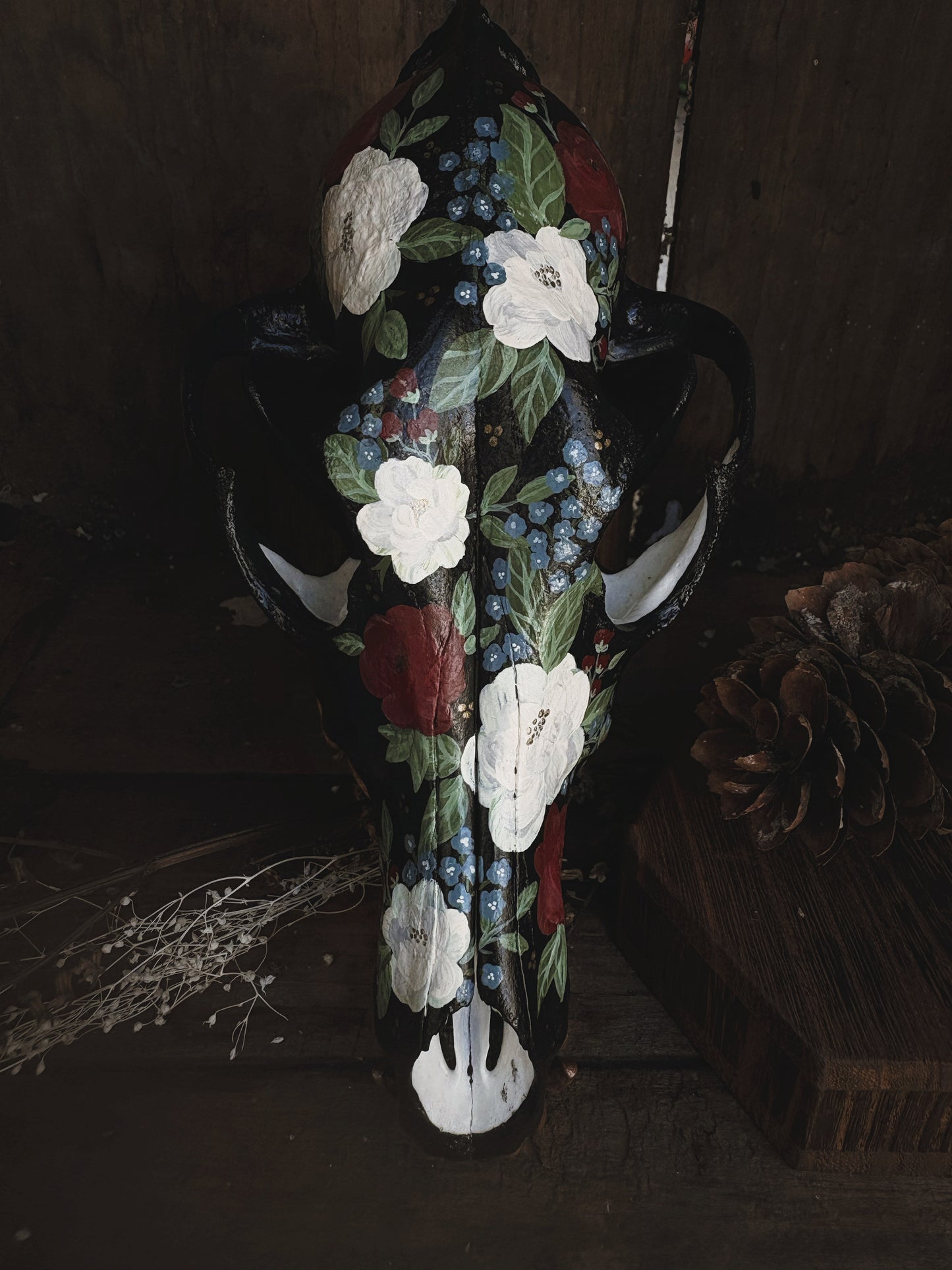 Midnight Bloom Coyote Skull